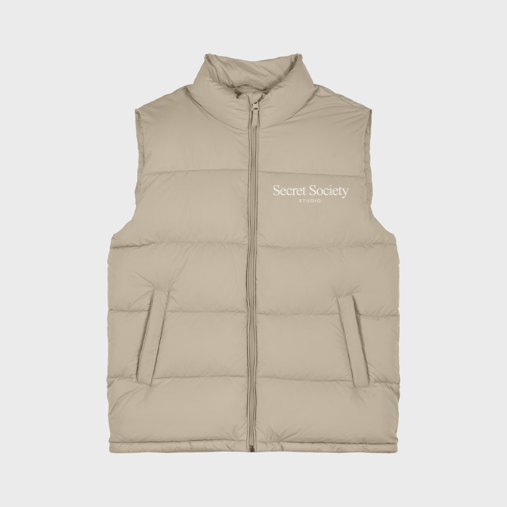 Puffer Vest Beige – Wide Quilt
