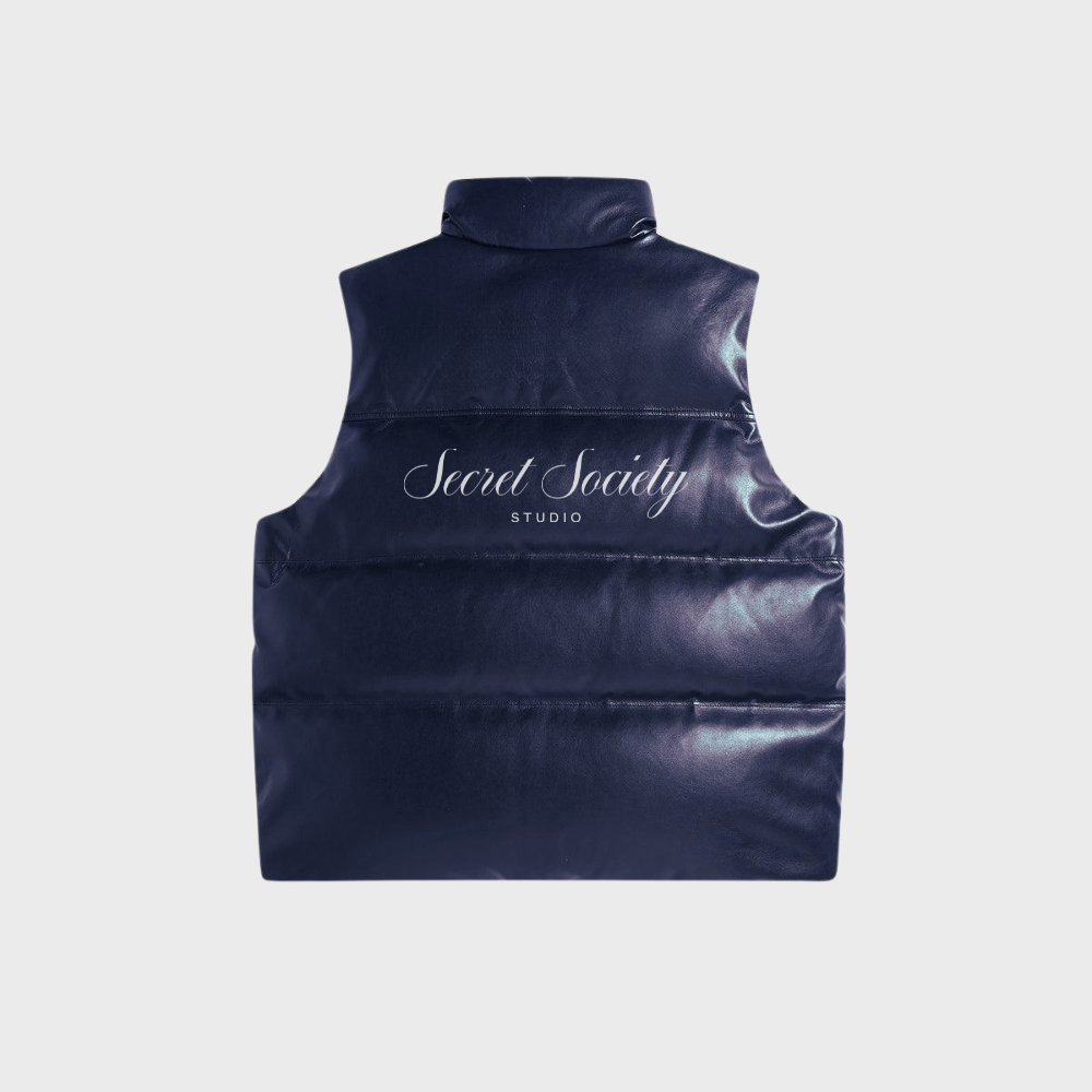 Puffer Vest Navy – Classic Fit, Small Quilt, Shiny Finish