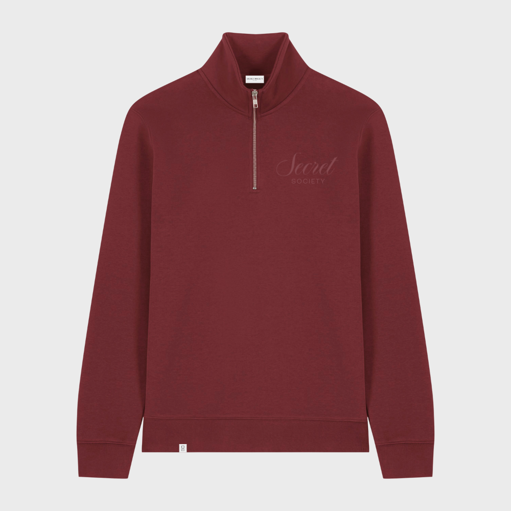 Regular Quarter Zip Jumper Red Wine